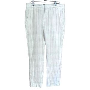 Banana Republic Women Sz 4 White Pinstripe Reegan Fit Fully Lined Linen Pants